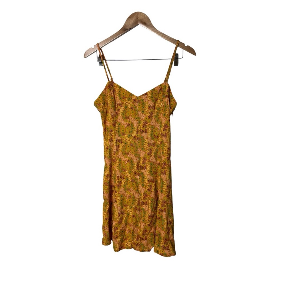 Urban Outfitters Yellow Floral Tie Back Lace Up Mini Dress S
